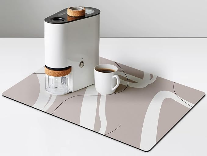 GOLENER Coffee Mat - Hide Stain Rubber Backed Absorbent Dish Drying Mat for Kitchen Counter- Bar Accessories Fit Under Coffee Maker Machine Cafe Pot Espresso Machine Dish Rack