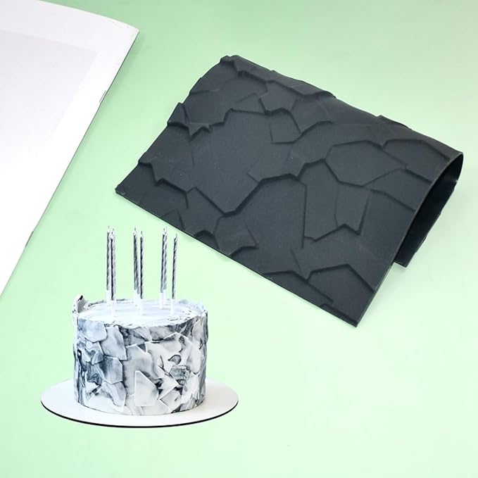 mostsom Fondant Silicone Mold for Cake Decoration Cake Border Stone Patter Impression Mat Fondant Embossing Stencil for DIY Cookies, Cupcakes, Chocolate, Clay – Reusable, Flexible (E_ Stone Patter)