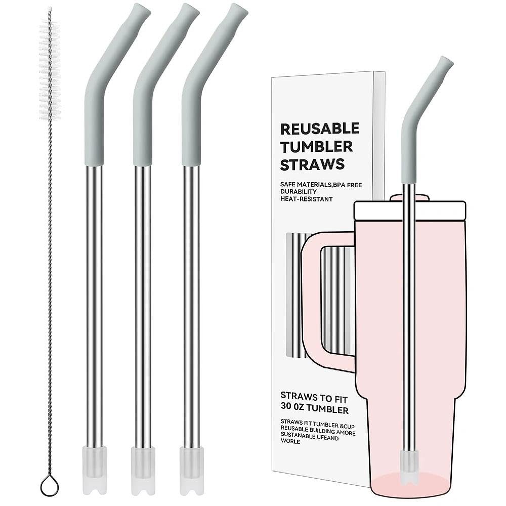 Straight Metal Straws for Stanley 30oz, Reusable Stainless Steel Straws