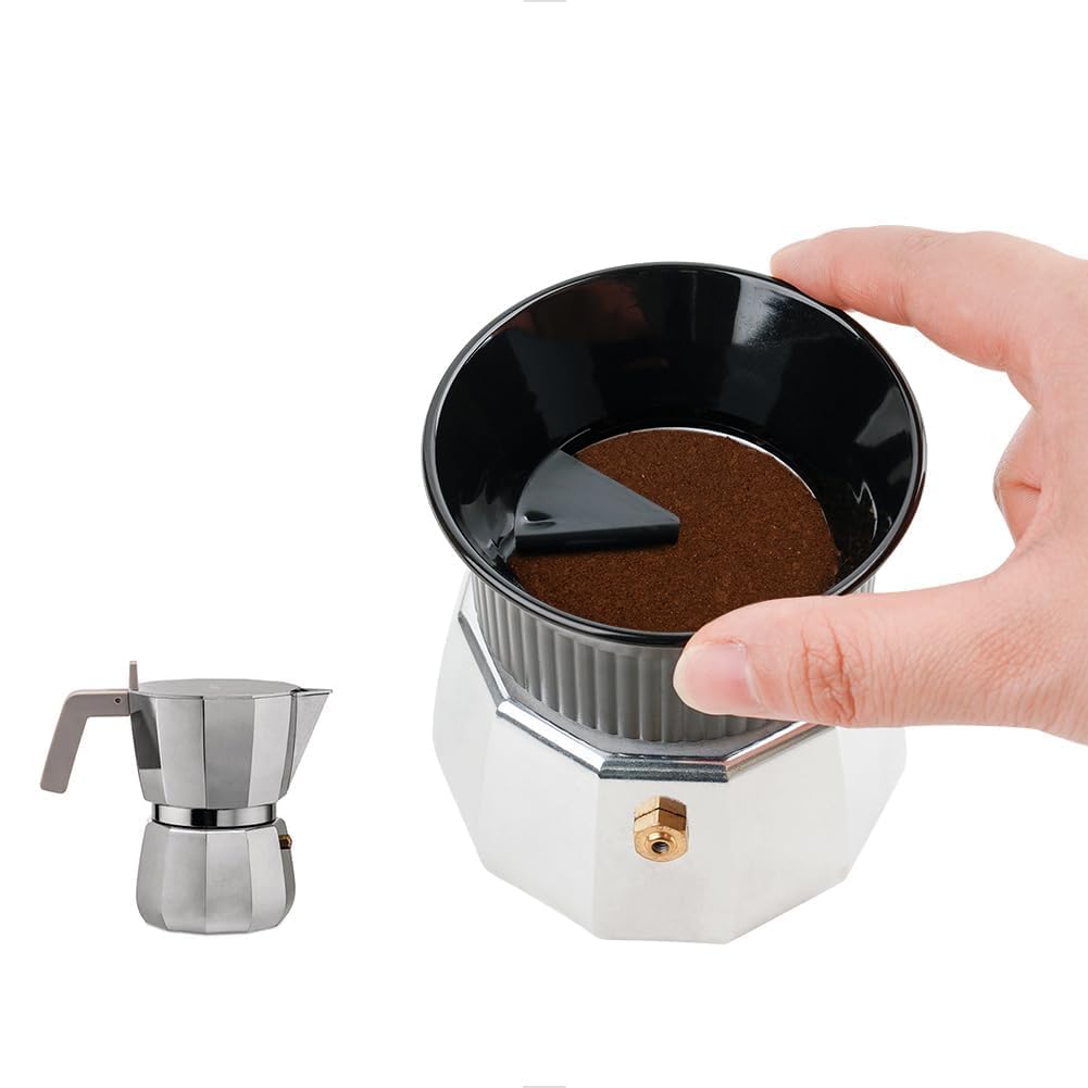 watchget 54mm Moka Pot Dosing Funnel & Distributor for 3 Cup Moka Pot,Black