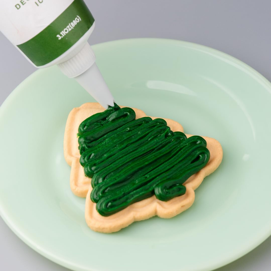 Sweets Indeed Dye-Free Holiday Frosting & Decorating Kit – 8.21 oz | Red & Green Frosting Tubes with 2 Piping Tips and 2 oz Dye-Free Sprinkle Mix | Christmas Cookie Decorating & Holiday Baking Set