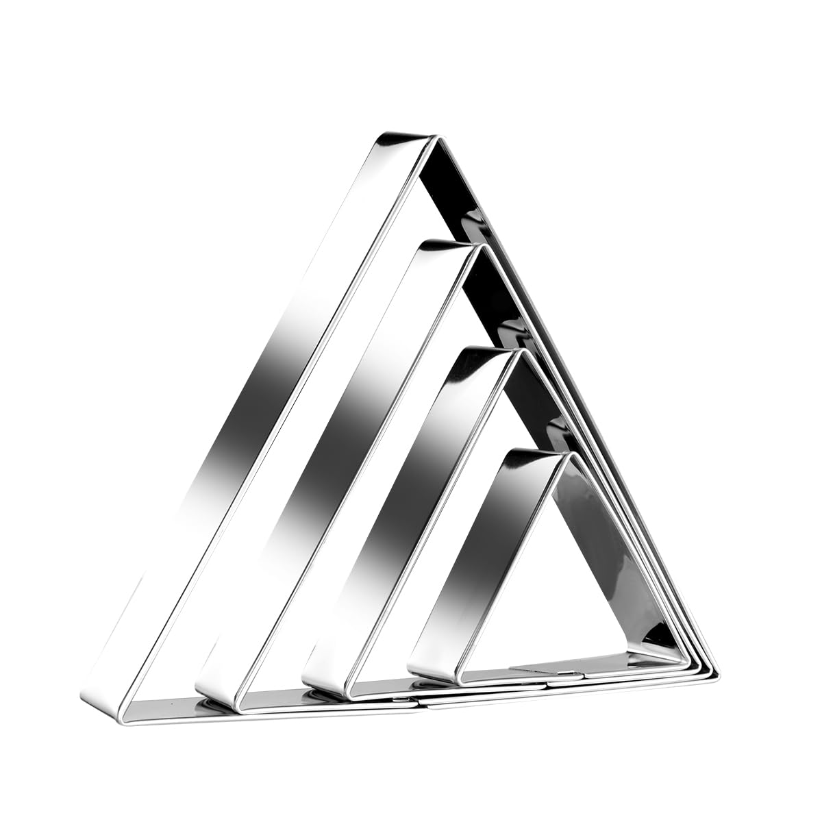 Equilateral Triangle Cookie Cutter Set Large Stainless Steel Geometric Frame Plaque Cookie Cutters Shapes Molds - 1 Inch Depth (4 Sizes)