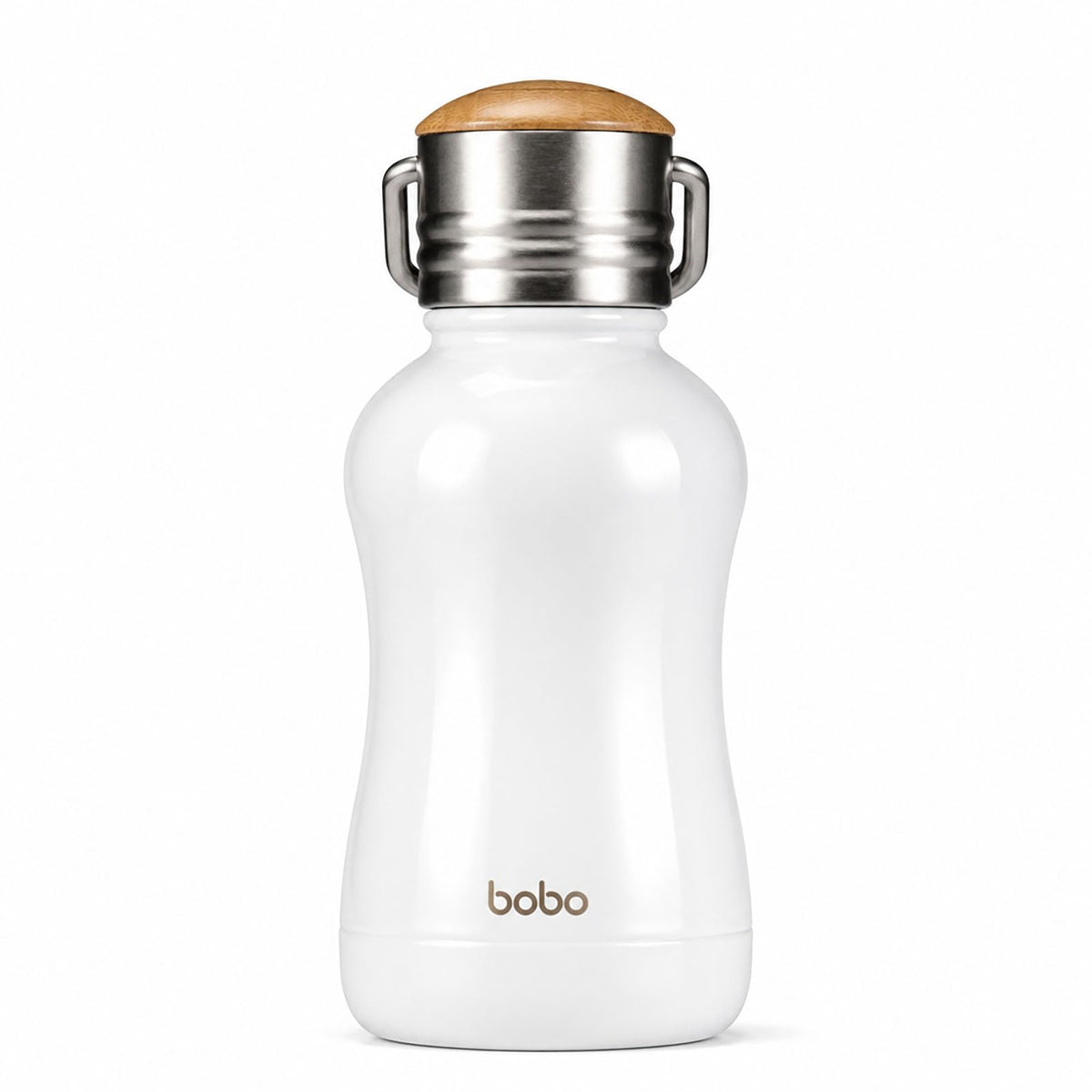YOHKOH Mini Insulated Water Bottle With Bamboo Lid - 11.8oz Small Vacuum Insulated Water Bottle for Women Kids, 12 Hrs Hot & 24 Hrs Cold Stainless Steel Thermos Leak-Proof BPA-Free (11.8oz,White)
