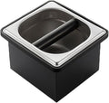 Coffee Knock Box, Stainless Steel Coffee Espresso Knock Box Coffee Grounds Bin with Noise Reduction Rubber Ring, Barista Espresso Machine Accessories