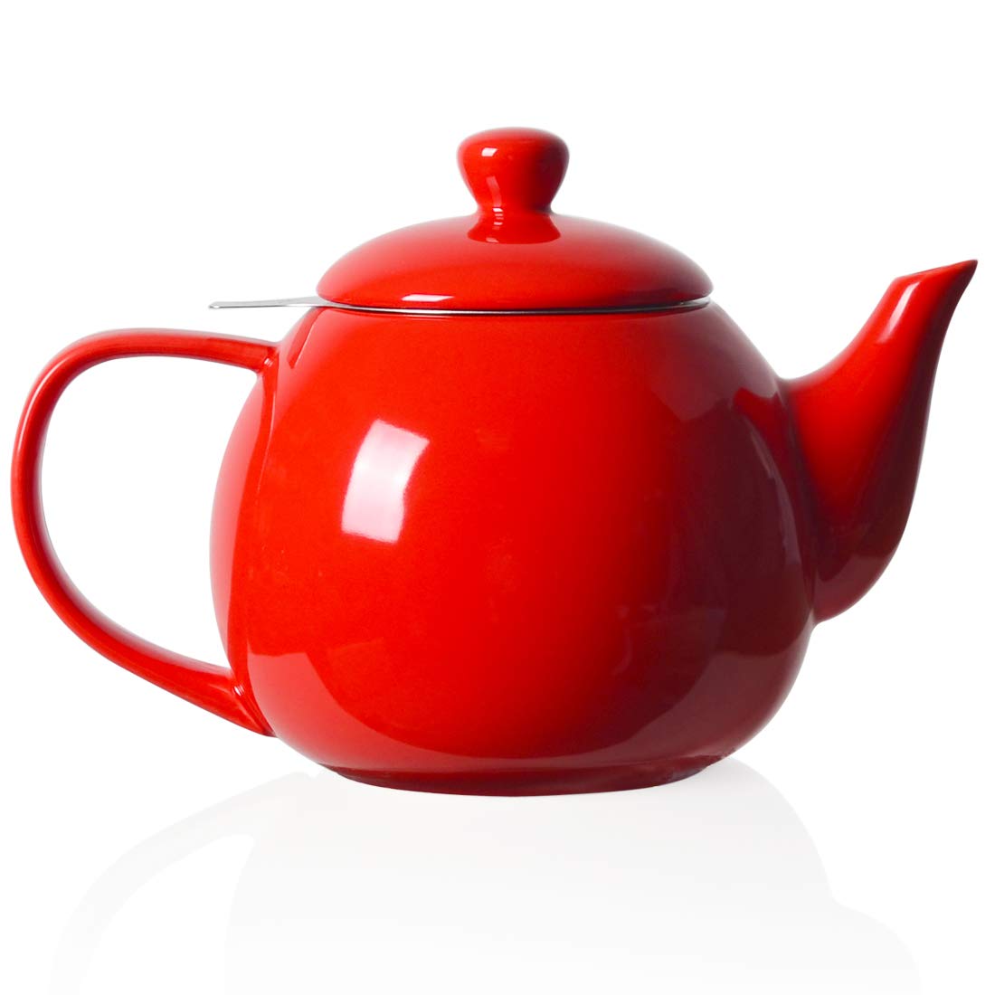 Sweejar Ceramic Tea Pots,30OZ Porcelain Teapot with Infuser(Red)