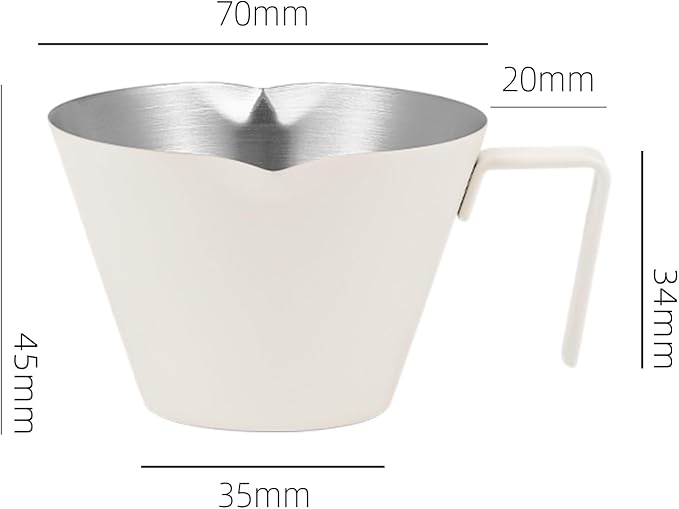 MHW-3BOMBER Espresso Measuring Cups, Double Spouts Stainless Steel Espresso Pour Cup, Espresso Shot Cups with Handle Scale, Metal Measuring Cups with V-Shaped Mouth, 3.4OZ/100ML Silver G5146BL-OS