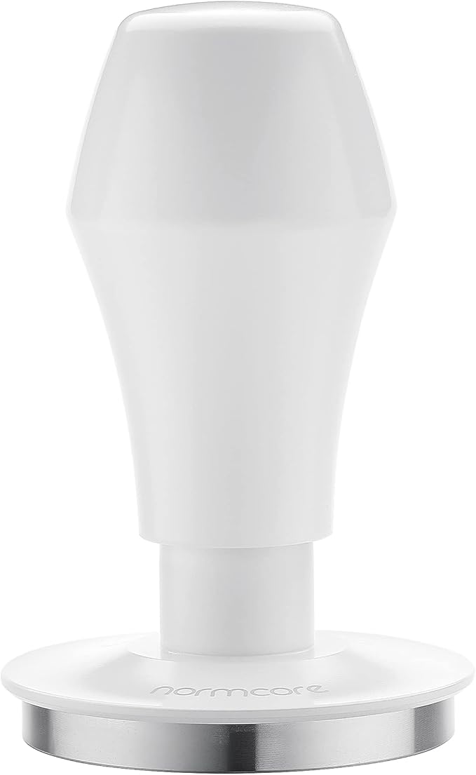 Normcore 58.5mm Espresso Coffee Tamper V4, Spring Loaded Tamper with 15lb/25lb/30lb Interchangeable Springs, Compatible with 58mm Portafilter Baskets, Non-stick coating White
