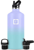 IRON °FLASK Camping & Hiking Hydration Canteens - 3 Lids (Narrow Straw Lid) Leak Proof Vacuum Insulated Stainless Steel - Hot & Cold Double Walled Sports Water Bottle - Cotton Candy, 64 Oz