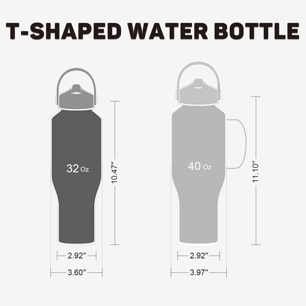ABOTOCUP 32oz Water Bottle Insulated with Powder Coated, Fit in Any Car Cup Holder, Water Bottles with Straw and Spout Lids, Stainless Steel Insulated Double Wall Leak-proof BPA Free to Keep Cold&Hot