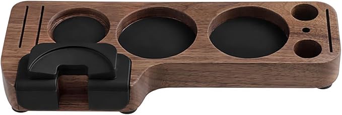 Joyeee Wooden Espresso Tamping Station, Portafilter Tamping Stand Espresso Coffee Organizer Box Fit for Storage 51, 53, 58MM Espresso Tamper Mat Portafilter Holder, (Accessories not included)