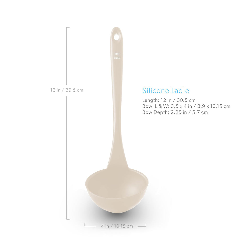 DI ORO Silicone Ladle – Soup Ladle for Cooking & Serving Heat-Resistant - Large Kitchen Soup Ladle Nonstick Cookware Safe - Soup Serving Spoon with Wide Bowl - Silicone Utensil Dishwasher Safe (Clay)