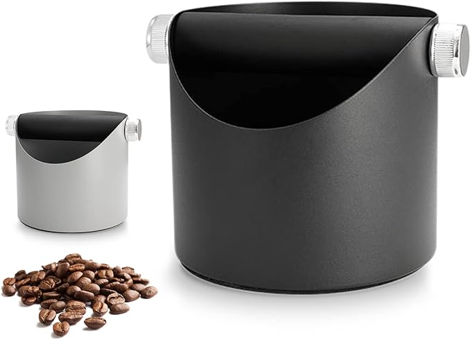 Ompellus Espresso Knock Box, Large Capacity & Non-Slip Base Coffee Knock Box, Barista Tools, Espresso Machine Accessories (Black-Small)