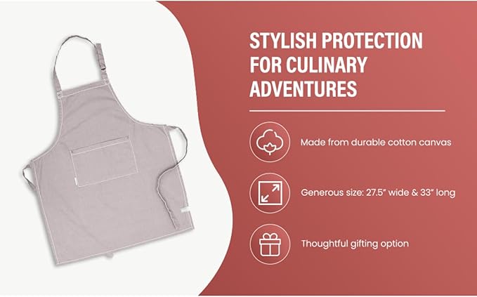 AMOUR INFINI Cotton Solid Aprons for Women with Pocket, Adjustable Strap and Waist Ties Washed Chef Aprons for Cooking, Baking and Gardening (Beige)
