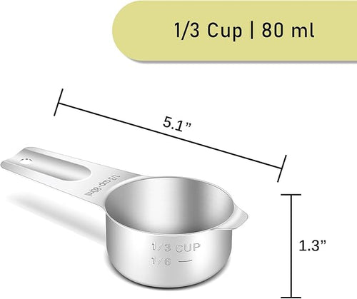 1PCS 1/3CUP (80ML, 2.6OZ) Measuring Cup, 18/8(304) Stainless Steel