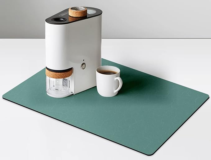 GOLENER Coffee Mat - Hide Stain Rubber Backed Absorbent Dish Drying Mat for Kitchen Counter- Bar Accessories Fit Under Coffee Maker Machine Cafe Pot Espresso Machine Dish Rack