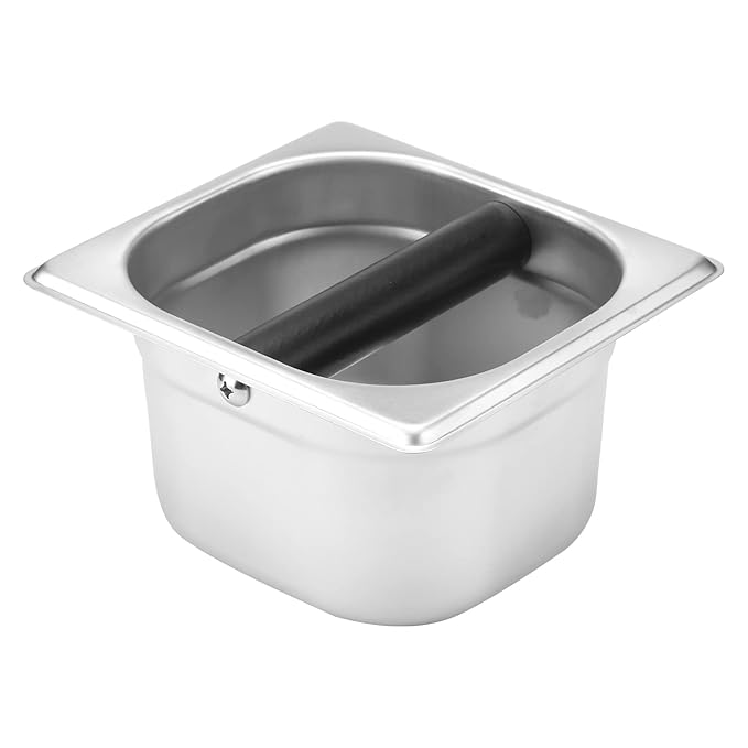 Ailelan Coffee Knock Box, Espresso Dump Bin, Coffee Bin, 4.8 Inch Espresso Knock Box Shock-Absorbent Durable Barista Style with Removable Knock Bar and Non-Slip Base(Round)