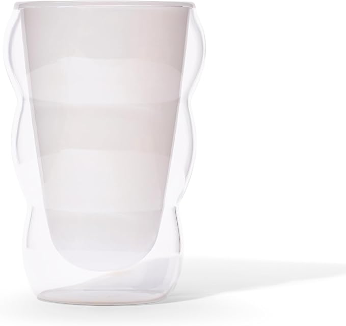Glass Cloud cups 12 oz Double Wall Insulated Glass Cups - heat-resistant borosilicate glass -perfect for iced teas, lattes, and all your favorite sips (White)