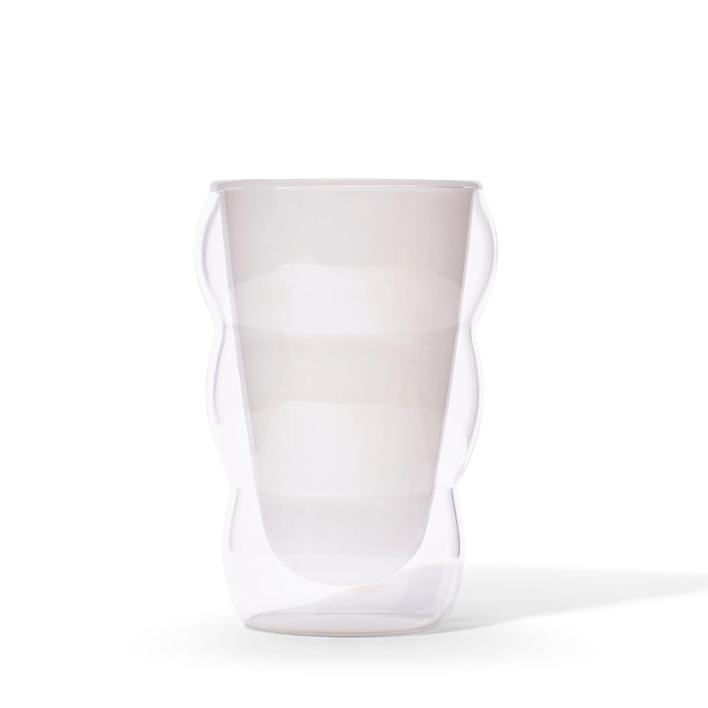 Teaspressa White Glass Cloud Cup 12 oz Double-Wall Insulated Borosilicate Glass – Heat-Resistant – Ideal for Hot or Iced Tea, Lattes, Coffee & More – Minimalist Design – Great Gift