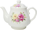 European Style Porcelain Teapot, Coffee Tea Water Pot Vintage Ceramic Kettle (14oz)