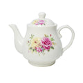 Porcelain Teapot, 1.4QT Large White Ceramic Tea Pot with Flower (50oz)