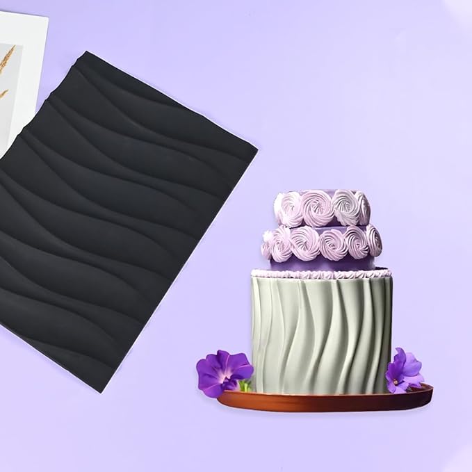 mostsom Silicone Lace Mold for Fondant, Wave Pattern Embossing Mat, and Decorating – Flexible Food-Grade Mold for Cake, Chocolate, Resin, Soap, Clay Crafts (D_Wave)