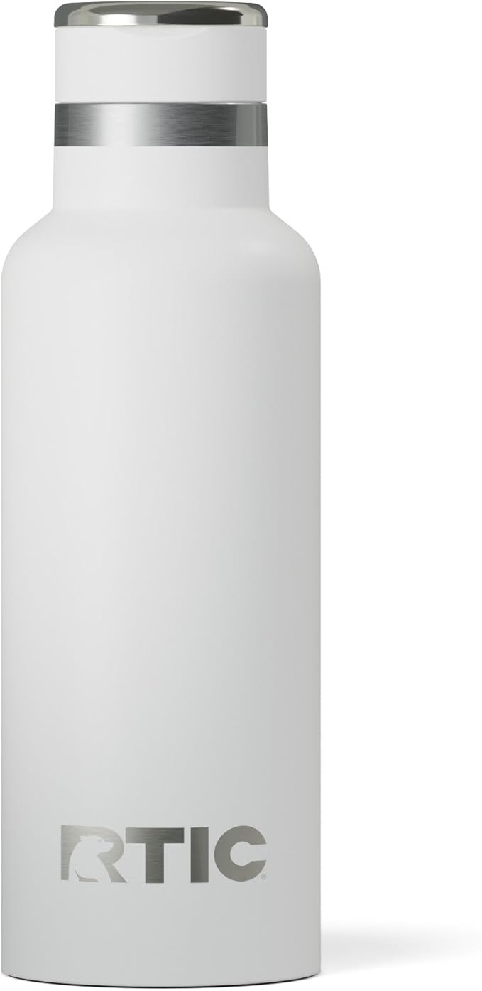 RTIC 16oz Journey Bottle Metal Stainless Steel Vacuum Insulated, BPA Free, Reusable, for Water, Hot and Cold Drinks, Travel, Sports, Camping, White