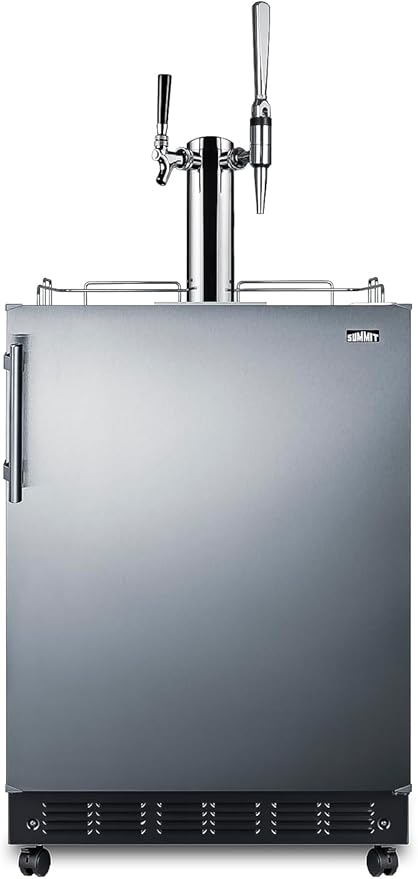 Summit 24" Nitro Cold Brew/Cold Brew Kegerator, Combination Dual Tap Kit, Stainless Steel- SBC7BRSCM2