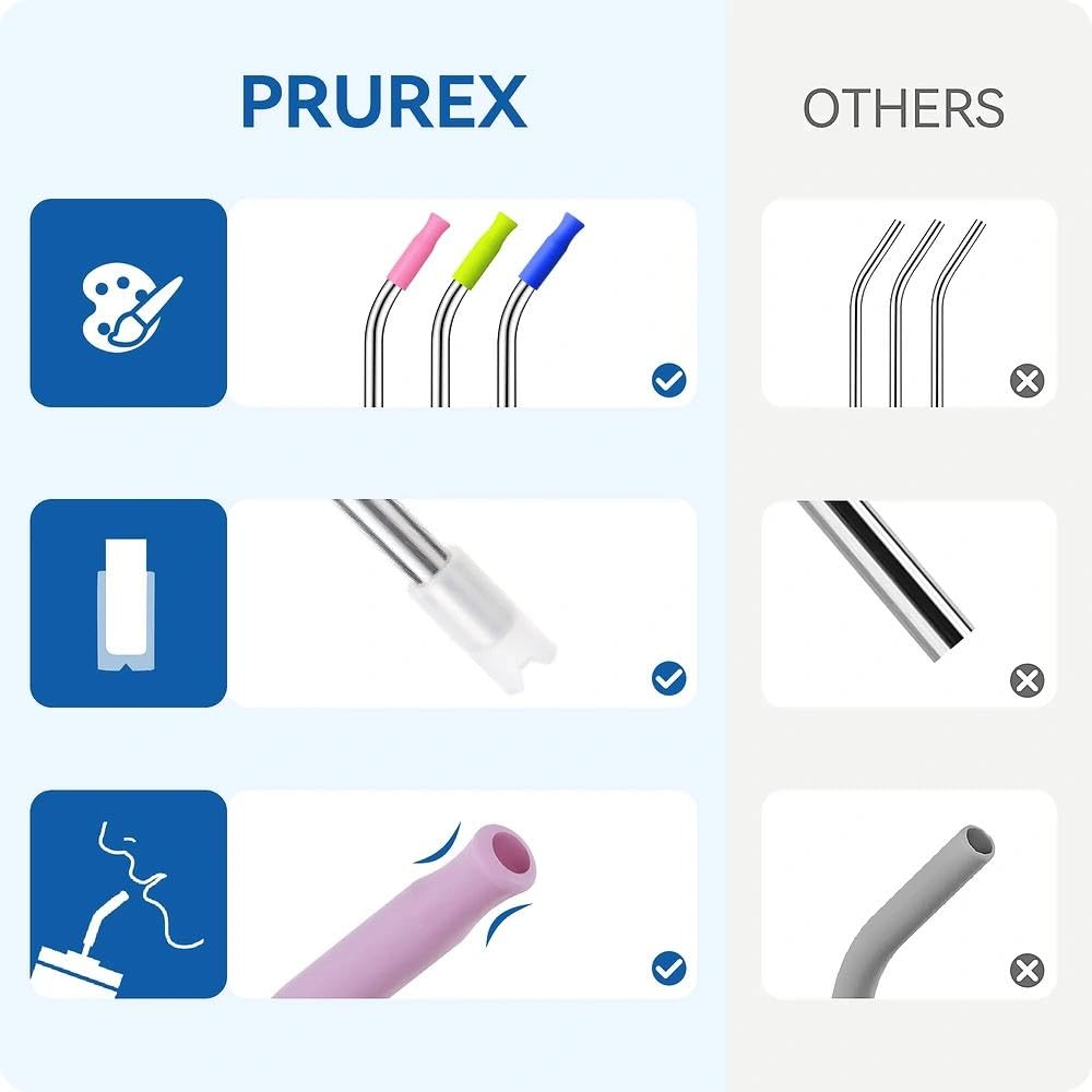 Prurex Bent Metal Straws for Stanley 30oz, Reusable Stainless Steel Straws