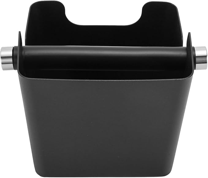 Knock Box Espresso, Stainless Steel Knock Box for Coffee Grounds, with Removable Rubber Bar and Anti-slip Pad, Large, Black