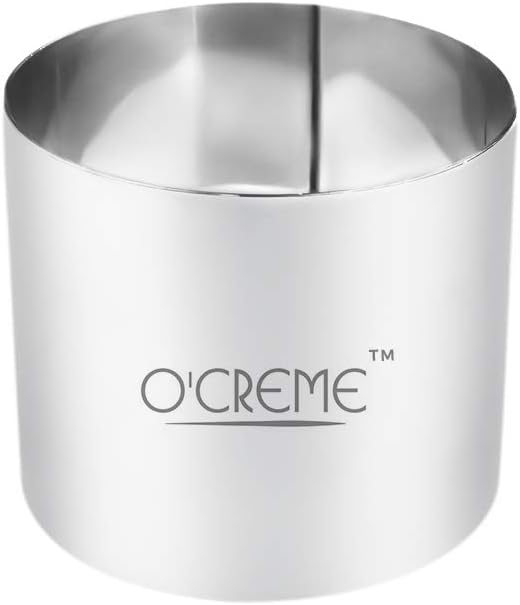 O'Creme Cake Ring Sturdy Stainless Steel Round Mousse Cake Ring Mold for Baking, Dessert Cake Decorating Pastry Rings 3 Inch Diameter x 2-3/4 Inch High