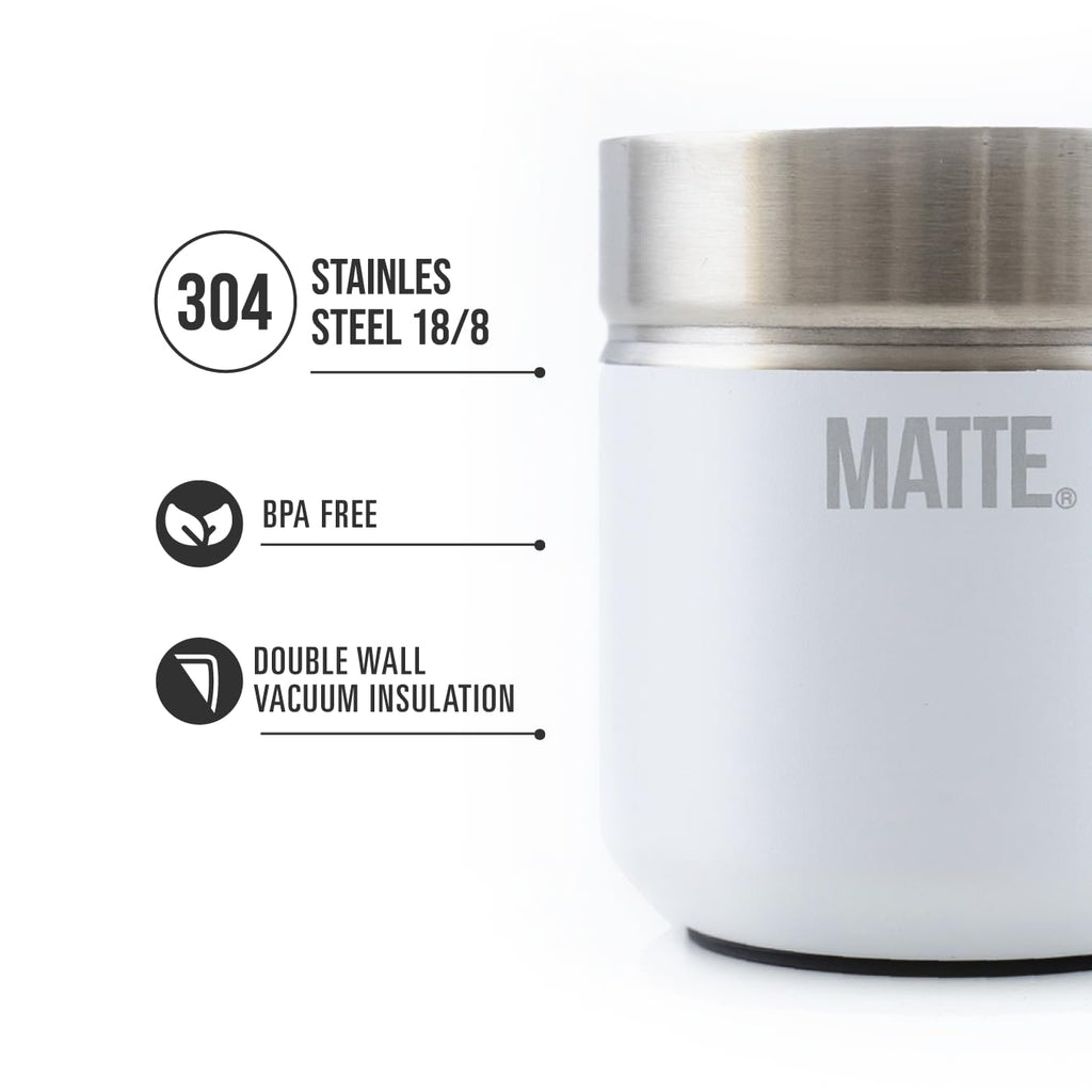 Matte 6.5 oz Yerba Mate Gourd and Bombilla Set - Includes DS Pro Box - BPA Free Yerba Mate Set Kit with Mate Straw, Elegant Design, Non-Slip Base (White)