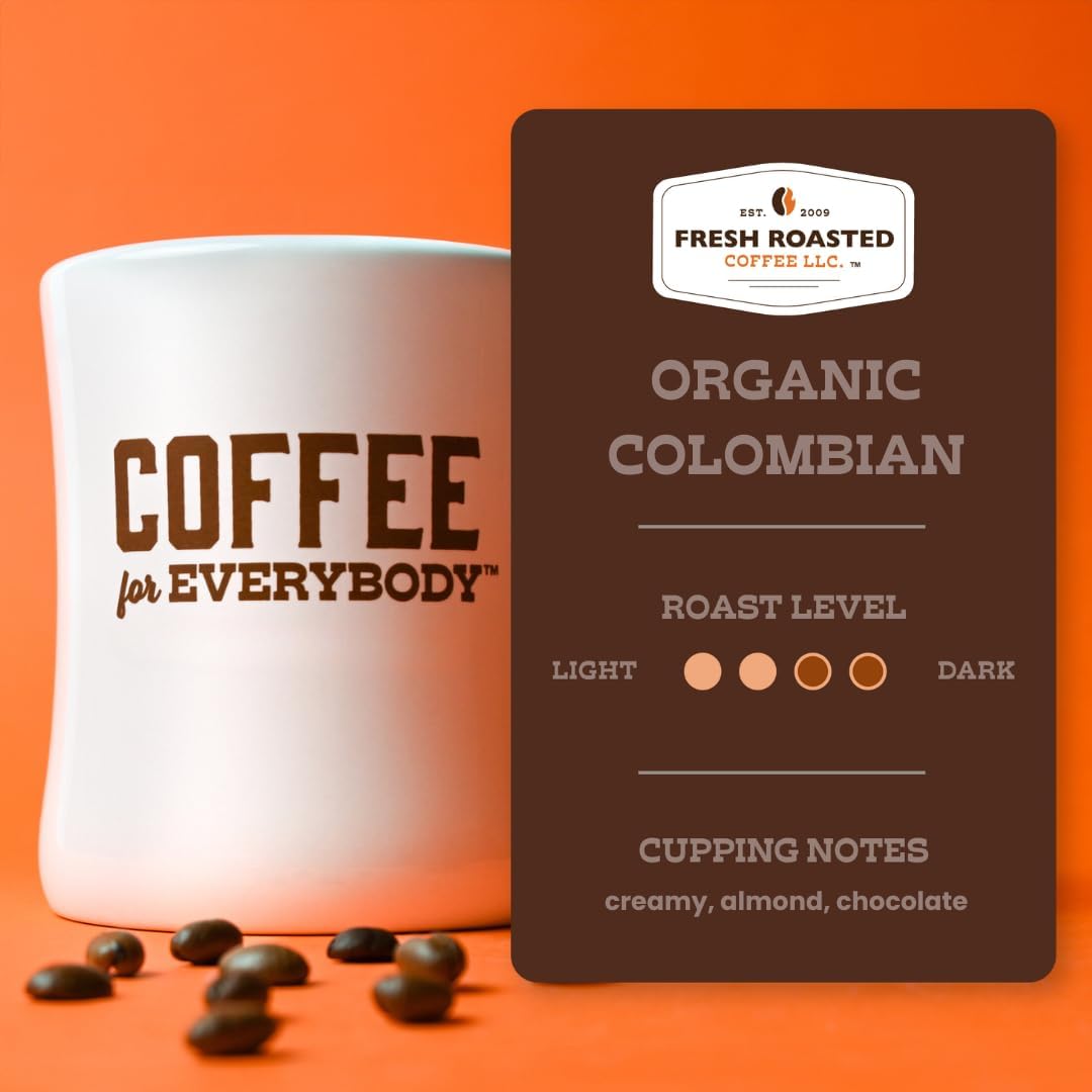 Fresh Roasted Coffee, Organic Colombian Drip Ground Coffee, Medium Roast, USDA Organic, 100% Single Origin, Kosher, 5 lb (80 oz)