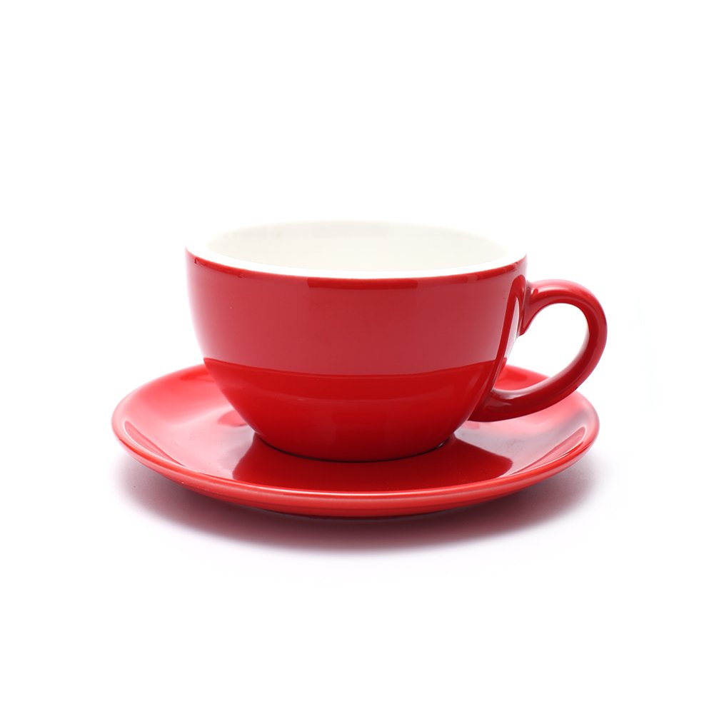 Coffeezone Latte Art Cup and Saucer Cappuccino & Americano, New Bone China, Mate for Coffee Shop and Barista (Matte Brown, 8.5 oz)