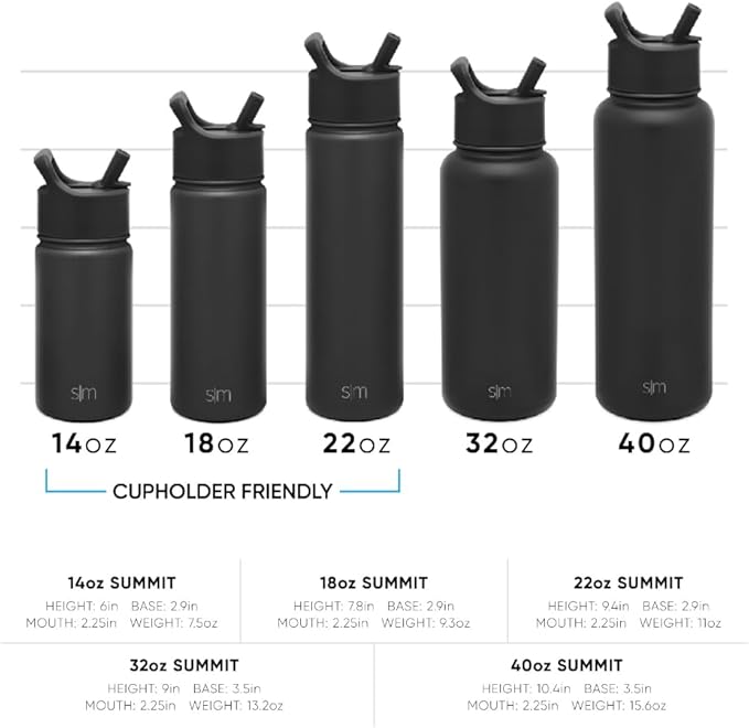 Simple Modern Water Bottle with Straw Lid Vacuum Insulated Stainless Steel Metal Cup Bottles | Reusable Leak Proof BPA-Free Flask for Gym, Travel, Sports | Summit Collection | 22oz, Almond Birch