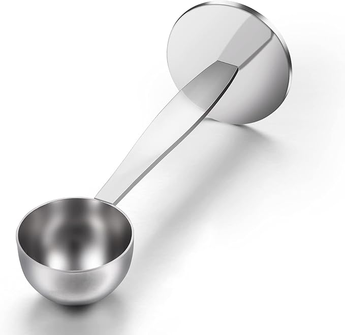 Two-in-One Stainless Steel Coffee Scoop Tamping Dual-Purpose Coffee Spoon Powder Hammer Tamper Multi Function Spoon Holder Coffee Tools for Measuring and Tamping