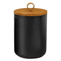 Jueison Ceramic Storage Jars, Modern Airtight Canisters with Wooden Lid (Black tuba)