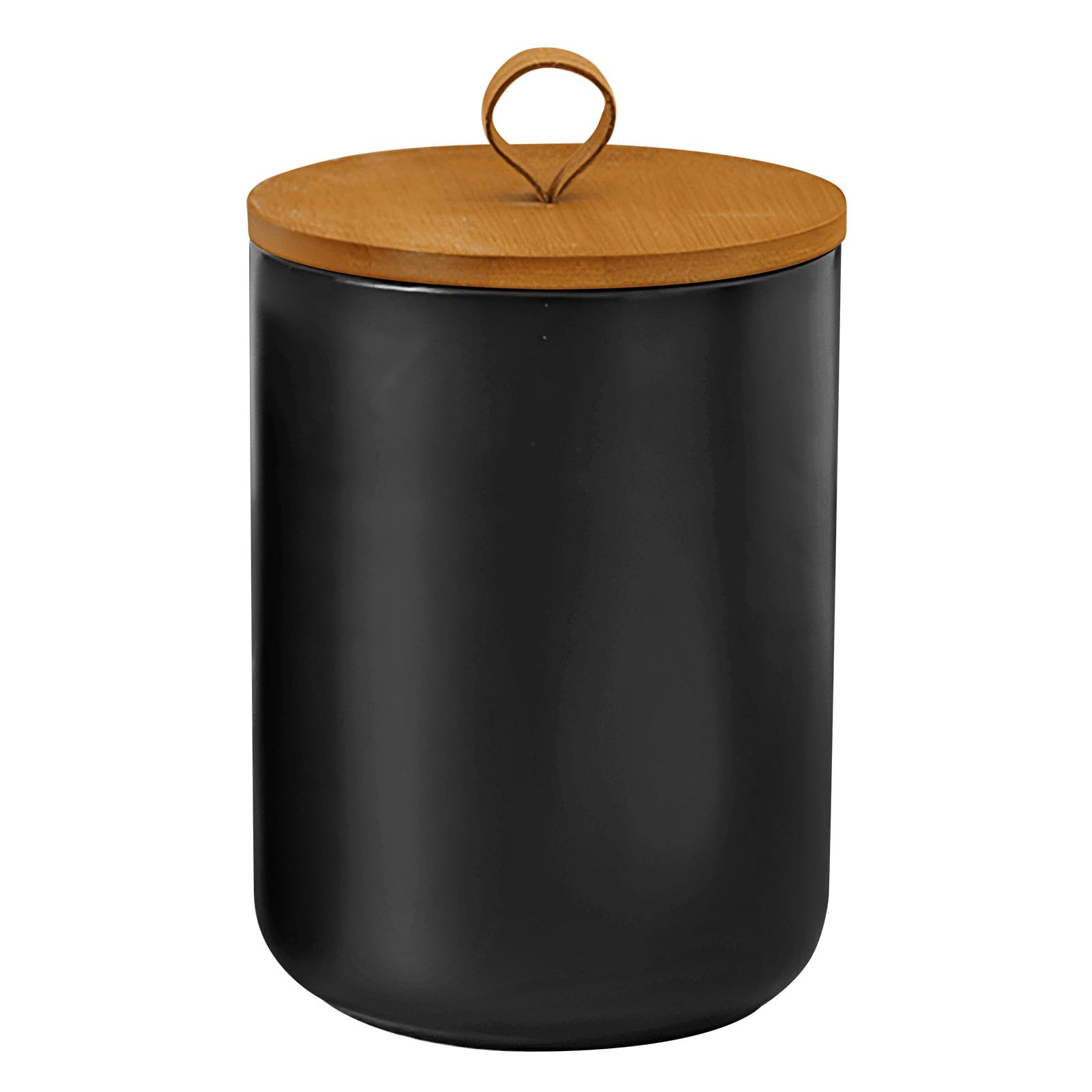 Jueison Ceramic Storage Jars, Modern Airtight Canisters with Wooden Lid (Black tuba)