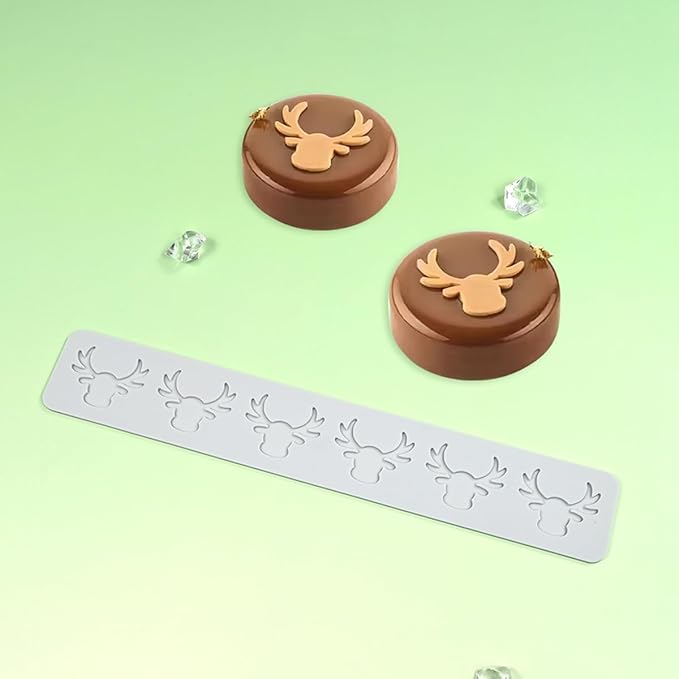 mostsom 3D Hollow Out Lace Mold Silicone Christmas Deer Head Shape Fondant Molds Chocolate Mould for Cake Pastry Decor Baking Gumpastes Moulds Decoration (N_ Deer Head)