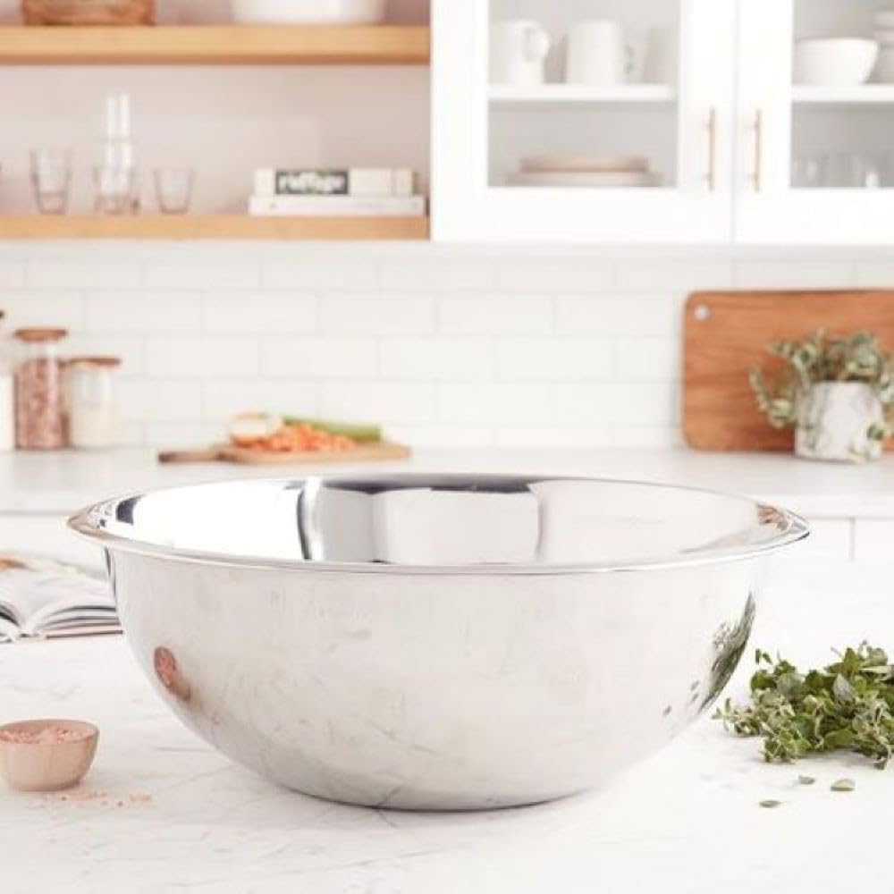 YBM HOME Stainless Steel Mixing Bowls Set of 3 – Nested Kitchen Prep Bowls for Baking, Cooking, Dough Mixing & Salad Serving (10.25, 16, 20 Quart Bowls Included)