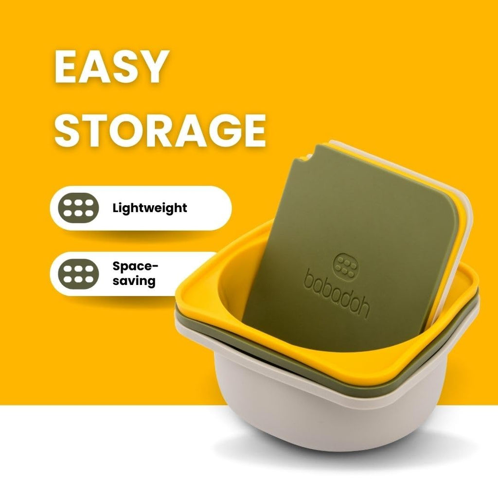 Babadoh Pizza Making Accessories | Pizza Dough Proofing Containers with Lids | Set of 3 | Multi Yellow (1 Dough, 1 Olive, 1 Yellow) | Original Size (make 12" Pizzas)
