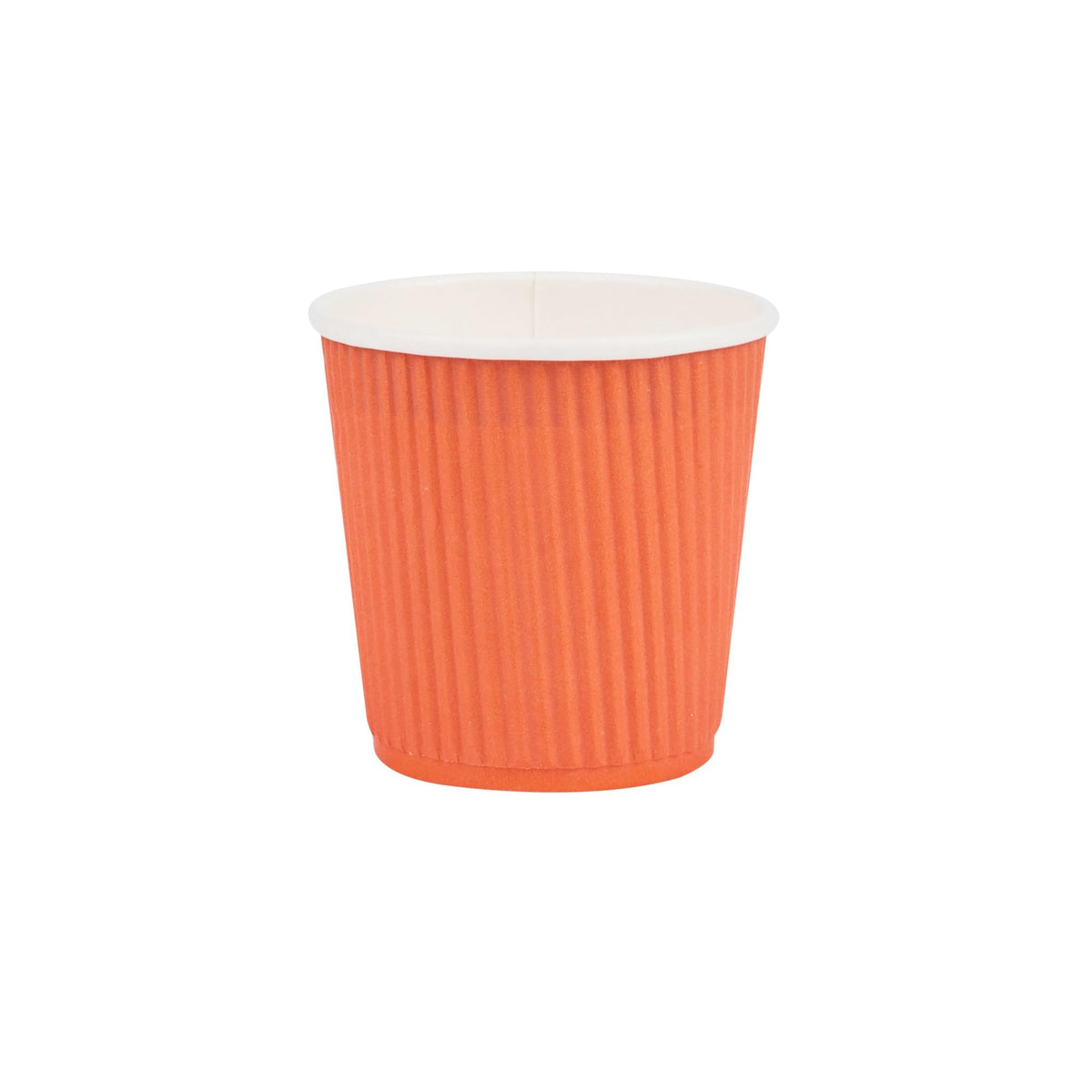 Restaurantware Ripple Wall Coffee Cups 25 Count 4 Ounce Insulated Tangerine Orange Paper Cups, Rolled Rim Spill-Resistant Disposable Paper Non-Slip for Coffee, Beverages