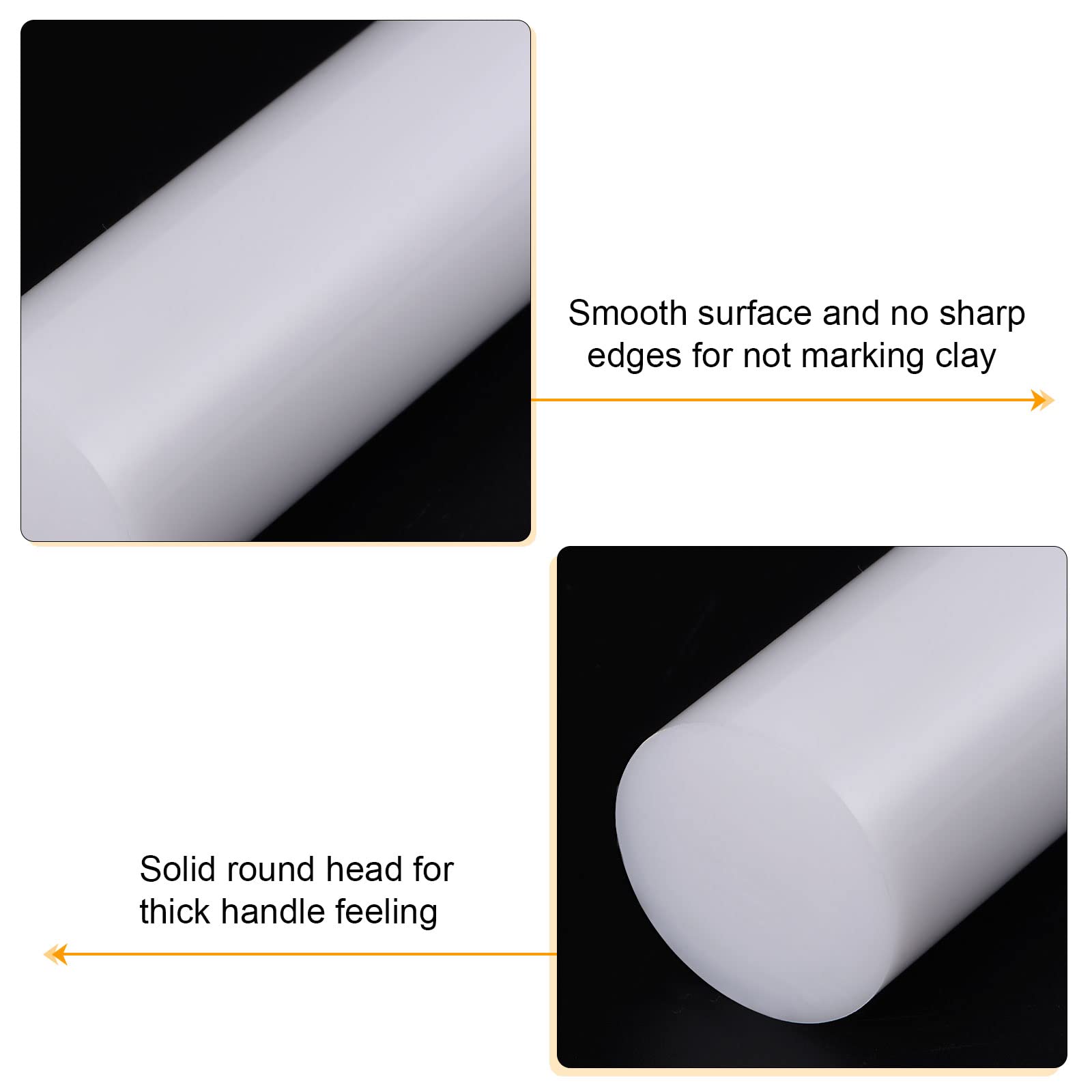 HARFINGTON Acrylic Clay Roller 9 Inch x 1 Inch Solid Non-Stick Plastic Round Tube Roller Polymer Clay Rod Fondant Rolling Pin for Shaping, Sculpting, Modeling DIY Crafts, White