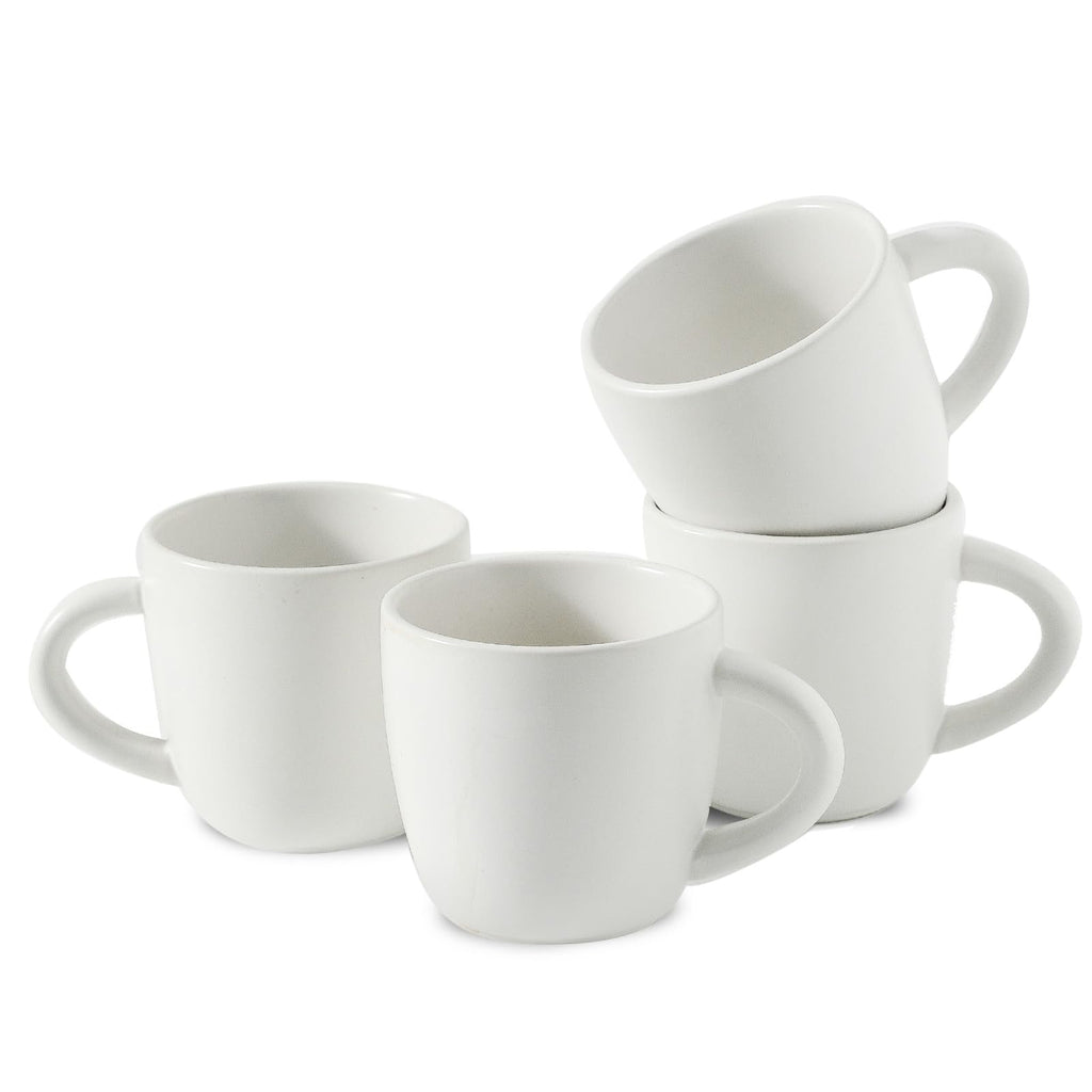 HASENSE Ceramic Espresso Cups Set, 4 Pack White Coffee Cups, Mini Latte Cappuccino Cups with Handle, Stackable Thick Porcelain Demitasse Cups, Suit for Espresso Machine and Coffee Maker, White