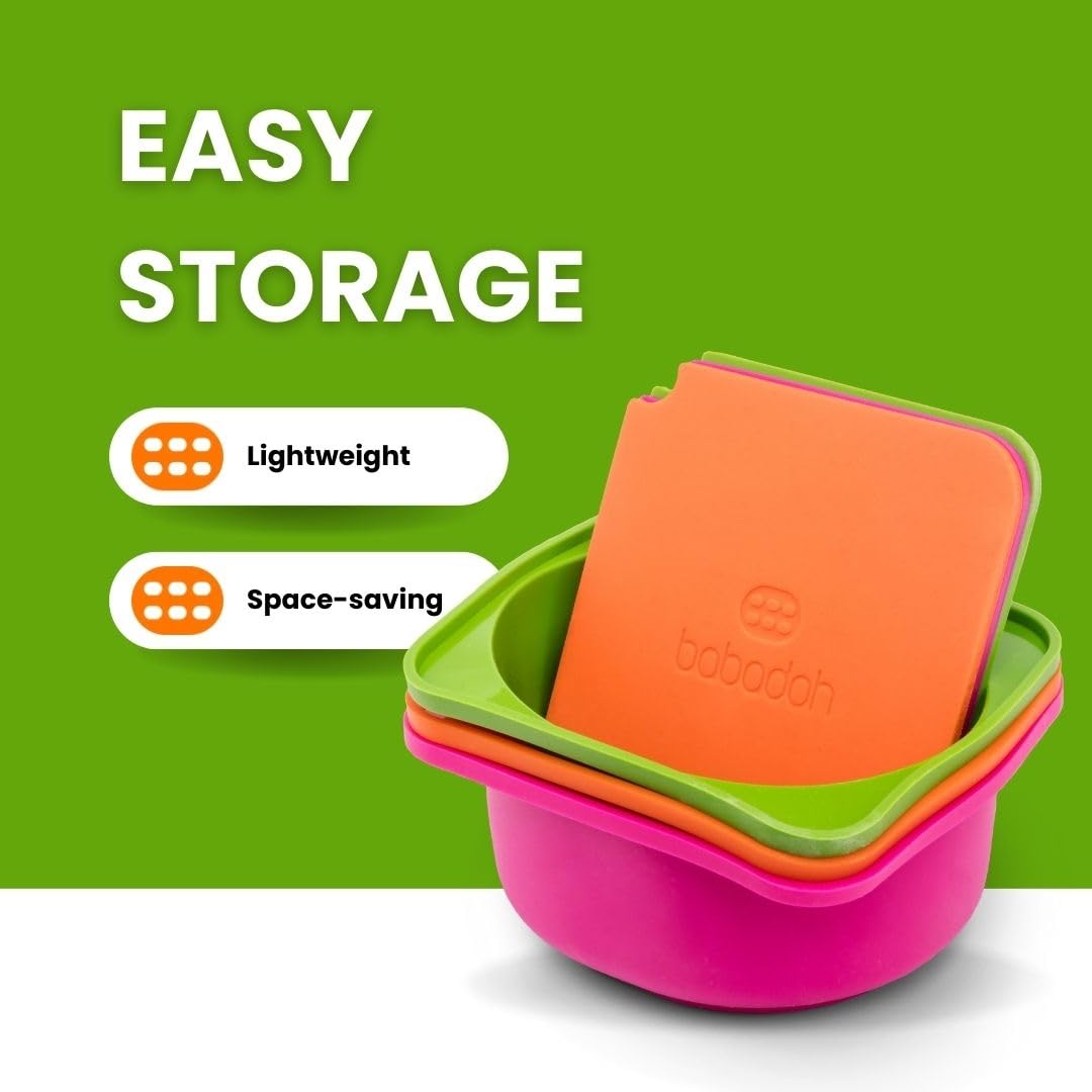 Babadoh Pizza Dough Proofing Silicone Containers with Lids | Pizza Making Accessories | The Perfect Pizza | Set of 3 | Multi Bright (1 Berry, 1 Orange, 1 Lime) | Original Size (make 12" Pizzas)