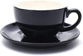 Latte Art Cup and Saucer for Latte & Cappuccino New Bone China, Mate for Coffee Shop and Barista (Glossy Black, 10.5 oz)