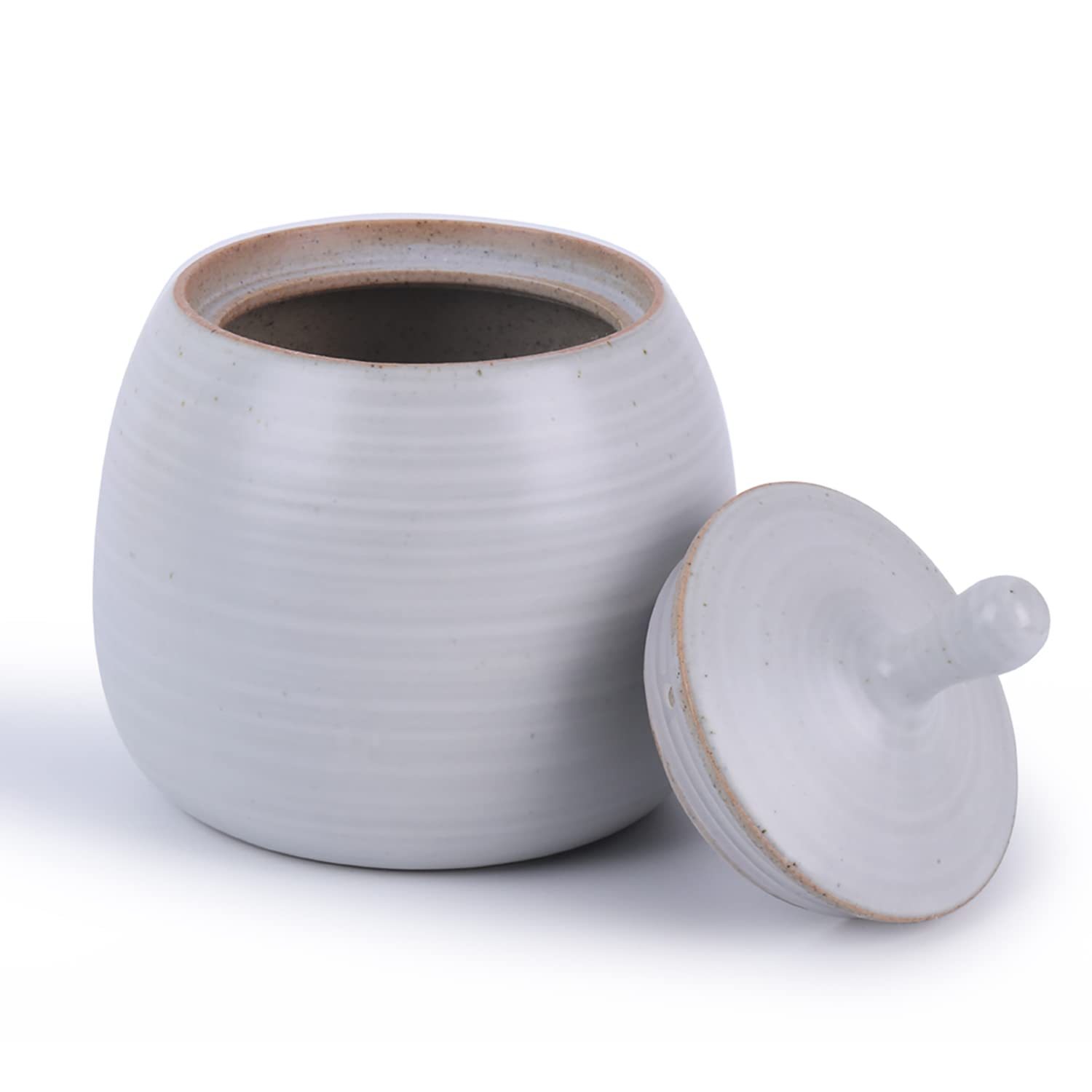 Amoysanli Kitchen Canisters Retro Ceramic Jar with Airtight Lid White