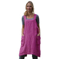 Larmliss Women's Pinafore Square Apron Baking Cooking Gardening Works Cross Back Cotton/Linen Blend Dress with 2 Pockets Purple Red-2XL