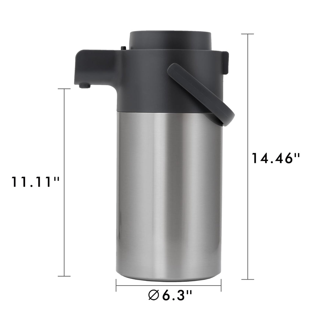 Tiken Airpot Coffee Dispenser with Pump - Coffee Carafes for Keeping Hot - Beverage Dispenser - 135oz/4L Thermal Coffee Carafe for Hot Liquids - Stainless Steel Insulated Coffee Thermos Carafe