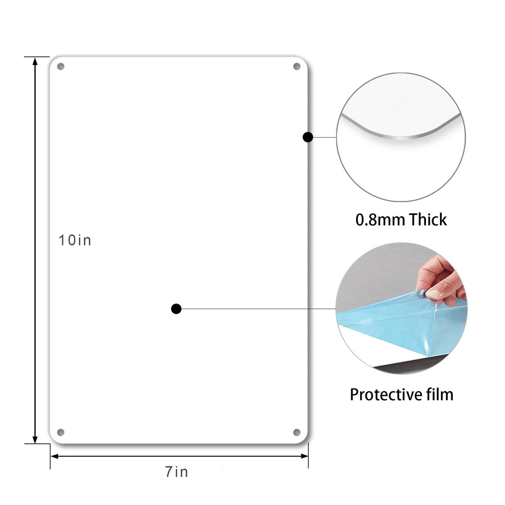 White Blank Metal Sign,10 x 7 Inches Sturdy Rust Free Aluminum Metal Signs White Color Blank Sign, Waterproof, Easy Mounting, Indoor or Outdoor Use (4)