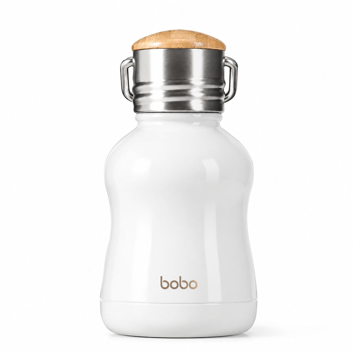 YOHKOH Mini Insulated Water Bottle With Bamboo Lid - 11.8oz Small Vacuum Insulated Water Bottle for Women Kids, 12 Hrs Hot & 24 Hrs Cold Stainless Steel Thermos Leak-Proof BPA-Free (11.8oz,White)